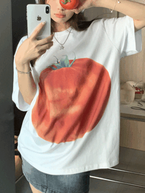 [데일리/44-88] 토마토 박스핏 반팔 티셔츠 반팔티